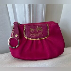 Coach Amanda pink satin Coin purse EUC